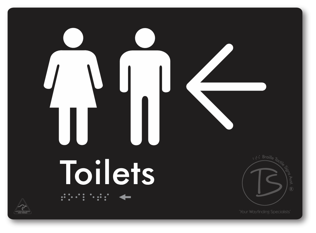 Toilets with Large Directional Arrow - Braille Tactile Signs Aust.