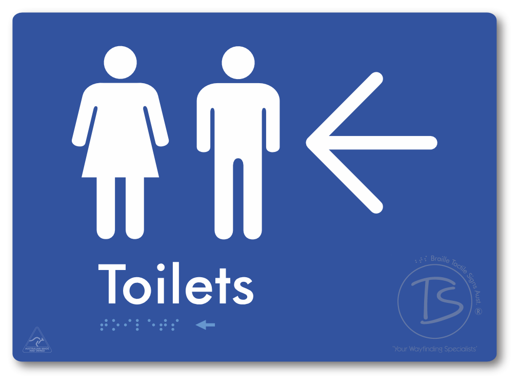 Toilets with Large Directional Arrow - Braille Tactile Signs Aust.