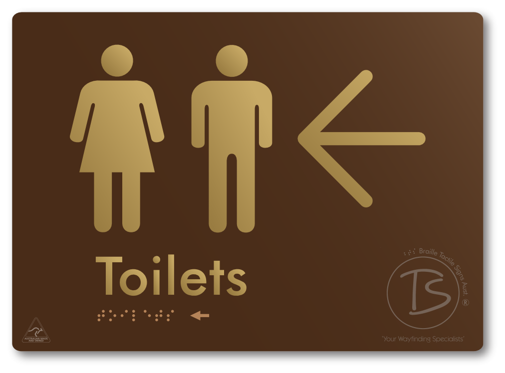 Toilets with Large Directional Arrow - Braille Tactile Signs Aust.