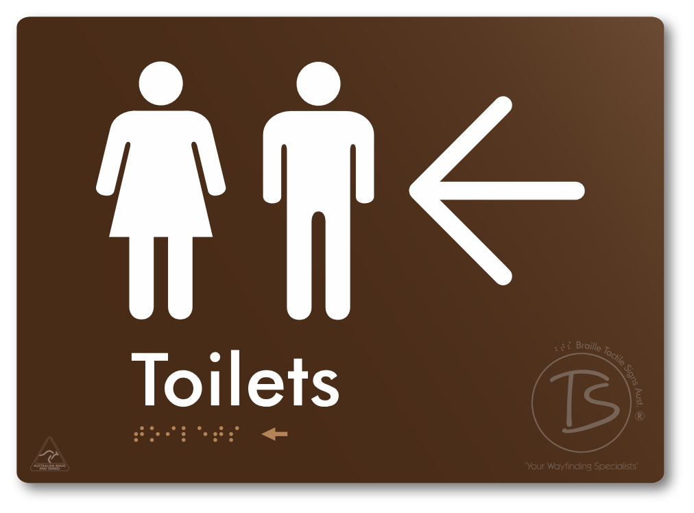 Toilets with Large Directional Arrow - Braille Tactile Signs Aust.
