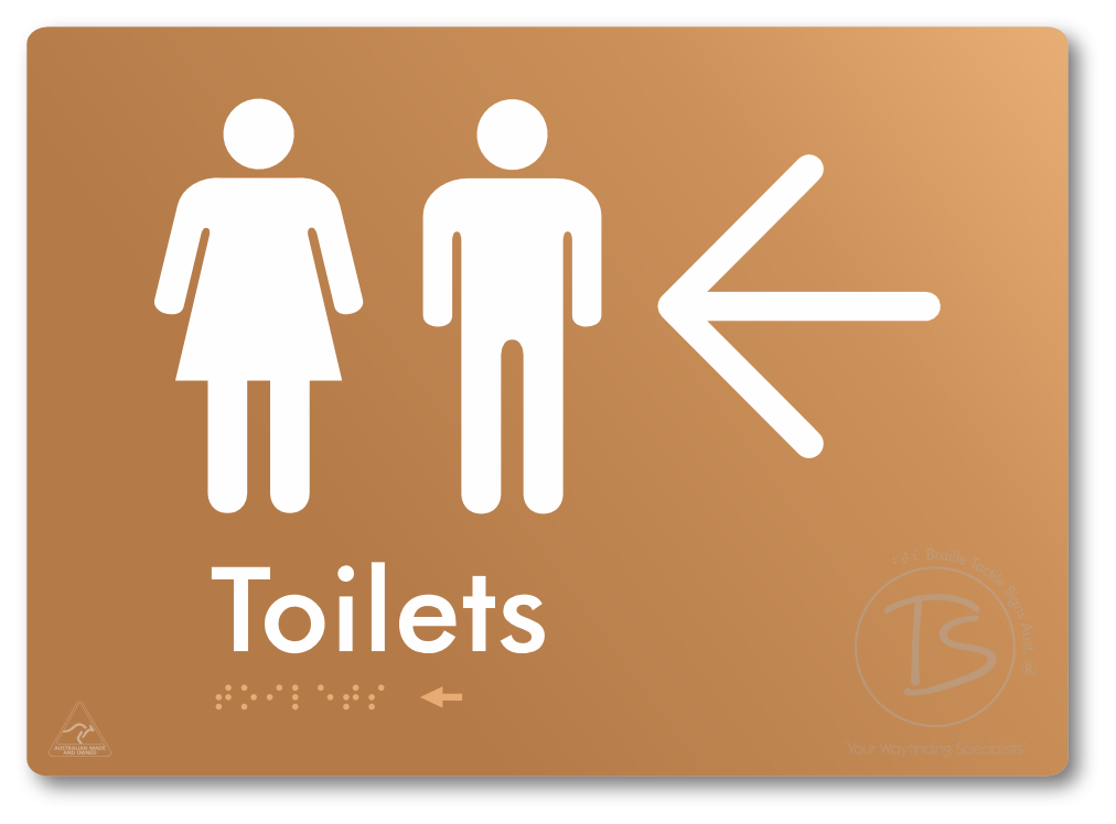 Toilets with Large Directional Arrow - Braille Tactile Signs Aust.