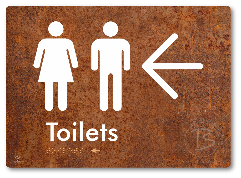 Toilets with Large Directional Arrow - Braille Tactile Signs Aust.