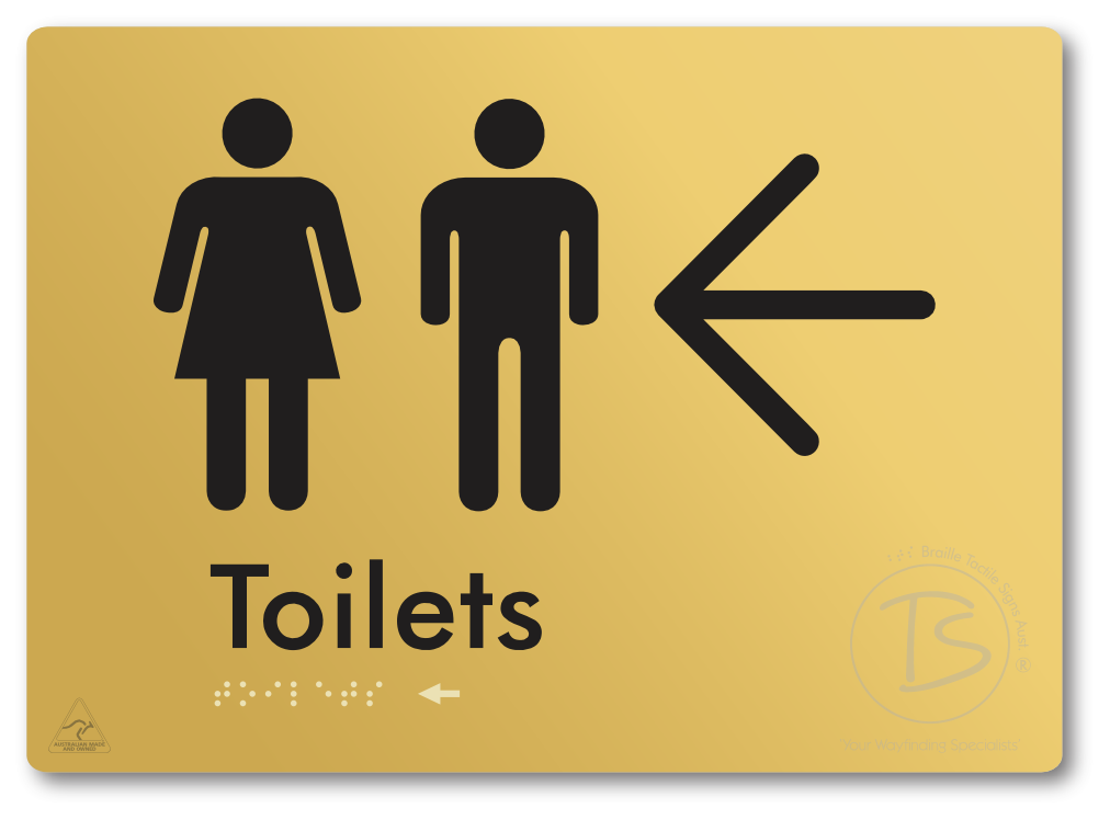 Toilets with Large Directional Arrow - Braille Tactile Signs Aust.