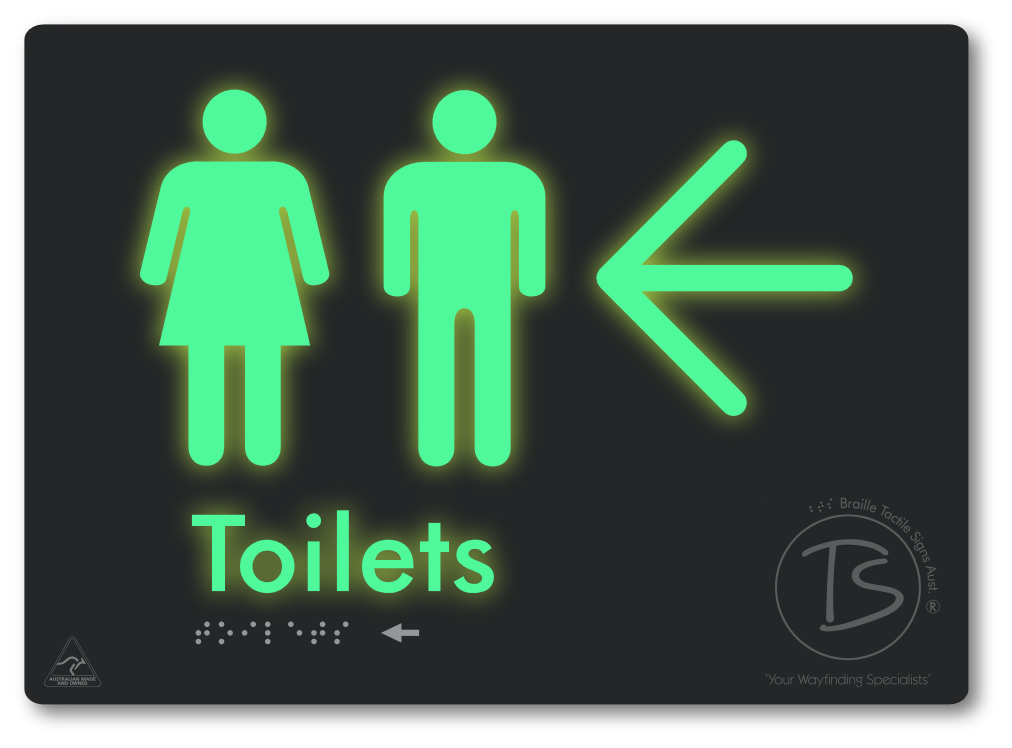 Toilets with Large Directional Arrow - Braille Tactile Signs Aust.