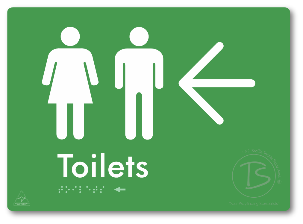 Toilets with Large Directional Arrow - Braille Tactile Signs Aust.