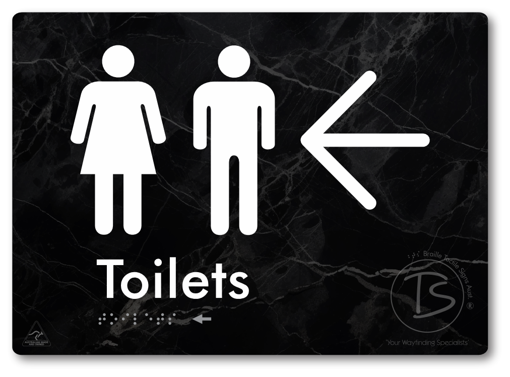 Toilets with Large Directional Arrow - Braille Tactile Signs Aust.