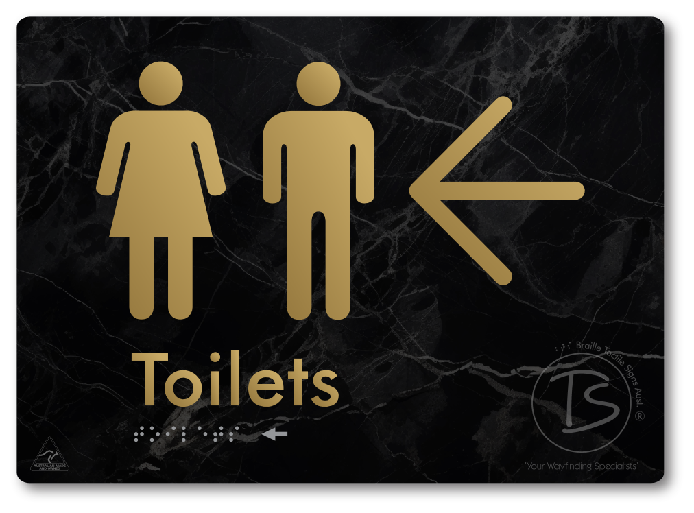 Toilets with Large Directional Arrow - Braille Tactile Signs Aust.