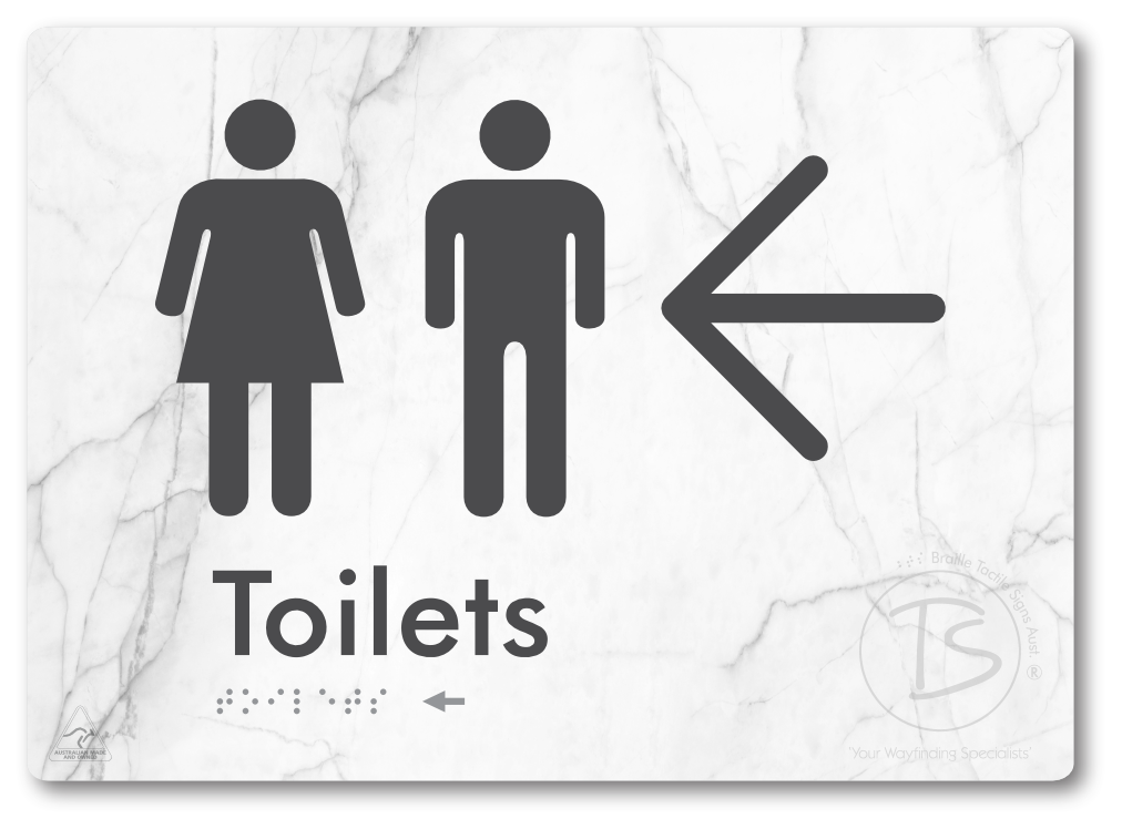 Toilets with Large Directional Arrow - Braille Tactile Signs Aust.