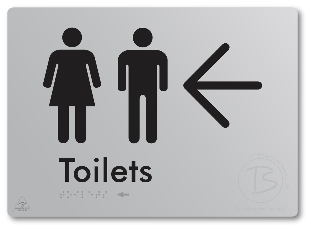 Toilets with Large Directional Arrow - Braille Tactile Signs Aust.