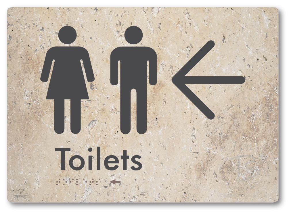 Toilets with Large Directional Arrow - Braille Tactile Signs Aust.