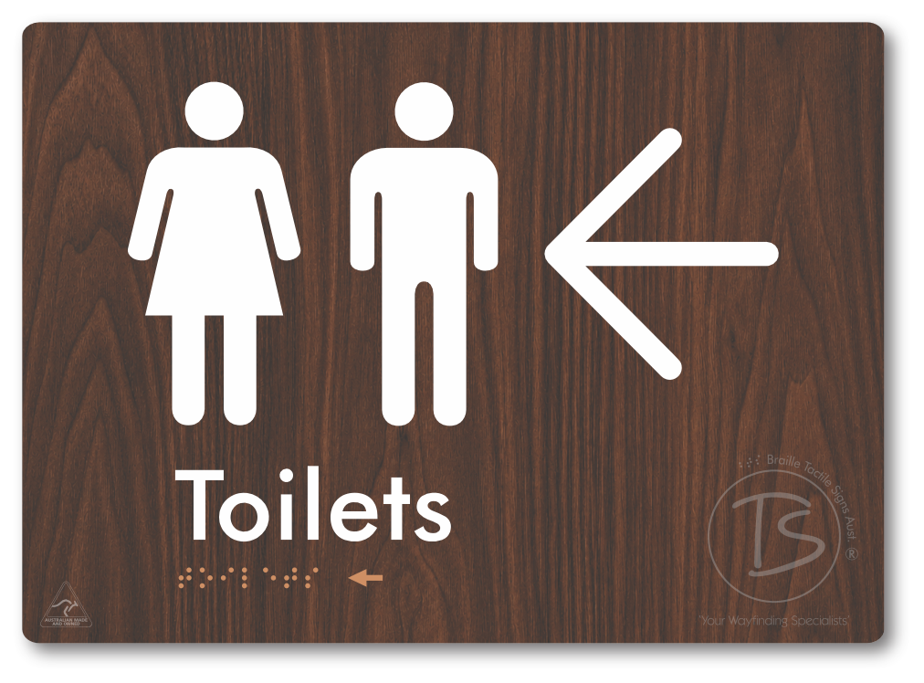 Toilets with Large Directional Arrow - Braille Tactile Signs Aust.