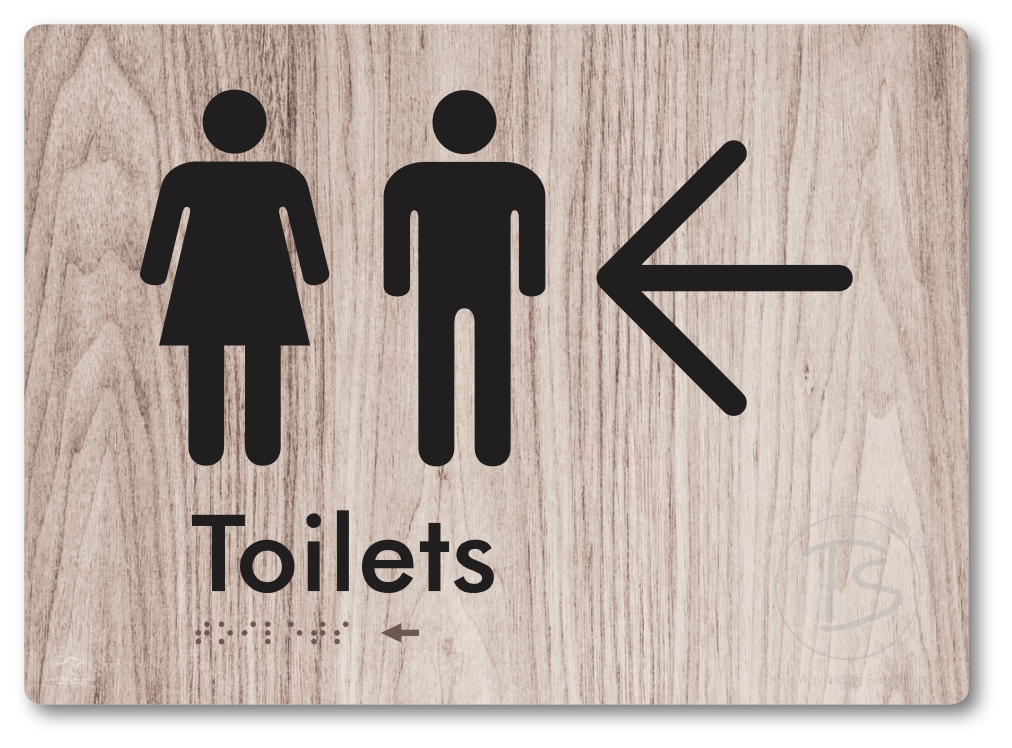 Toilets with Large Directional Arrow - Braille Tactile Signs Aust.