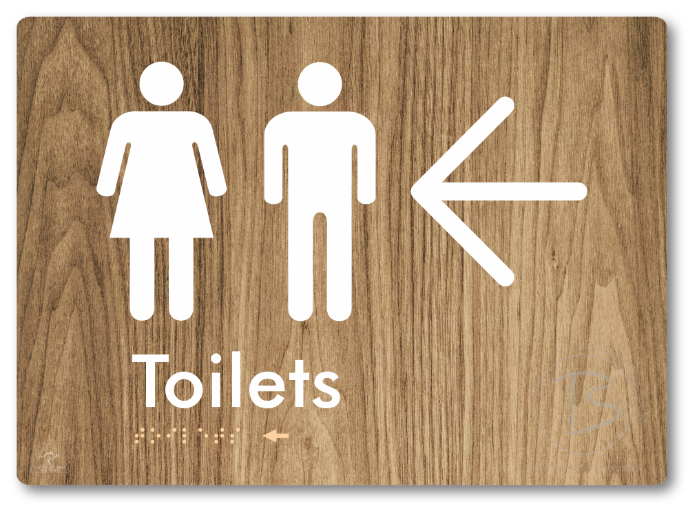 Toilets with Large Directional Arrow - Braille Tactile Signs Aust.