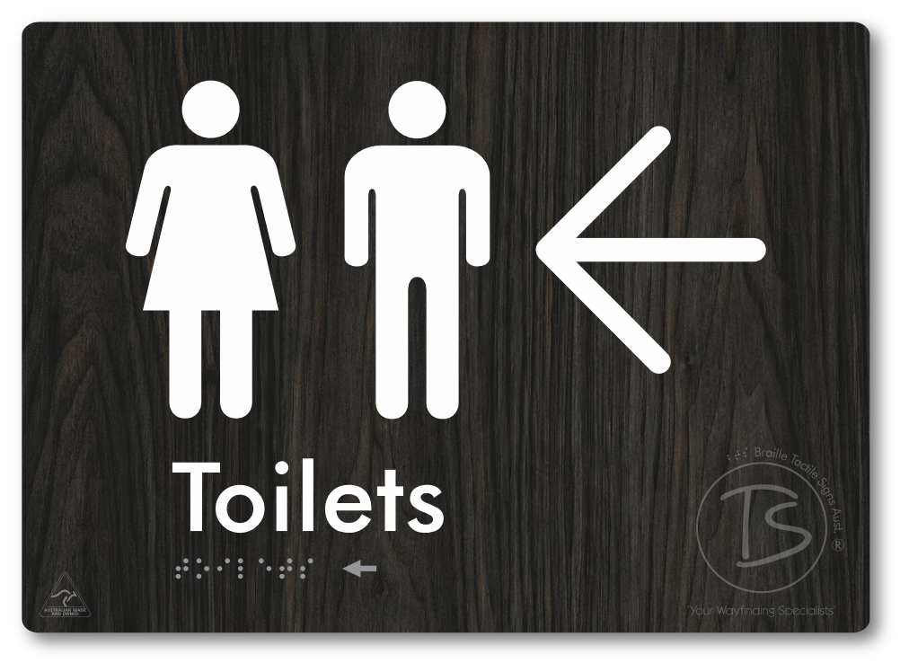 Toilets with Large Directional Arrow - Braille Tactile Signs Aust.