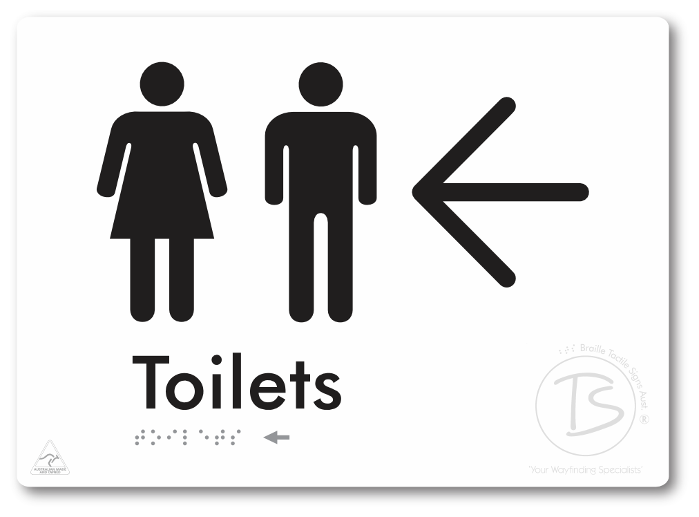 Toilets with Large Directional Arrow - Braille Tactile Signs Aust.