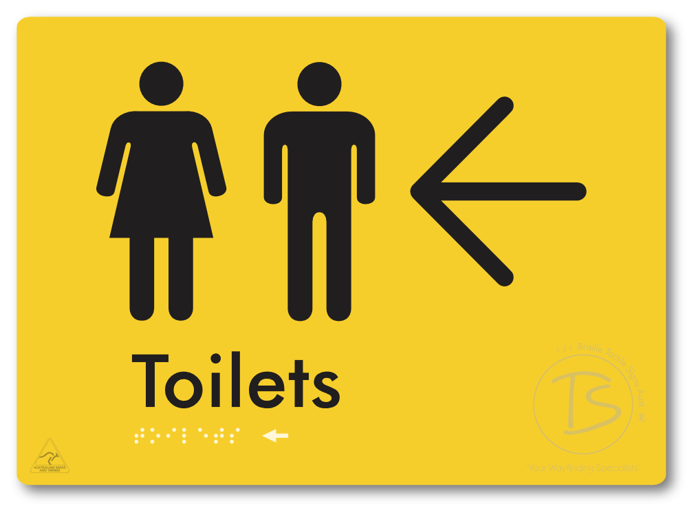 Toilets with Large Directional Arrow - Braille Tactile Signs Aust.