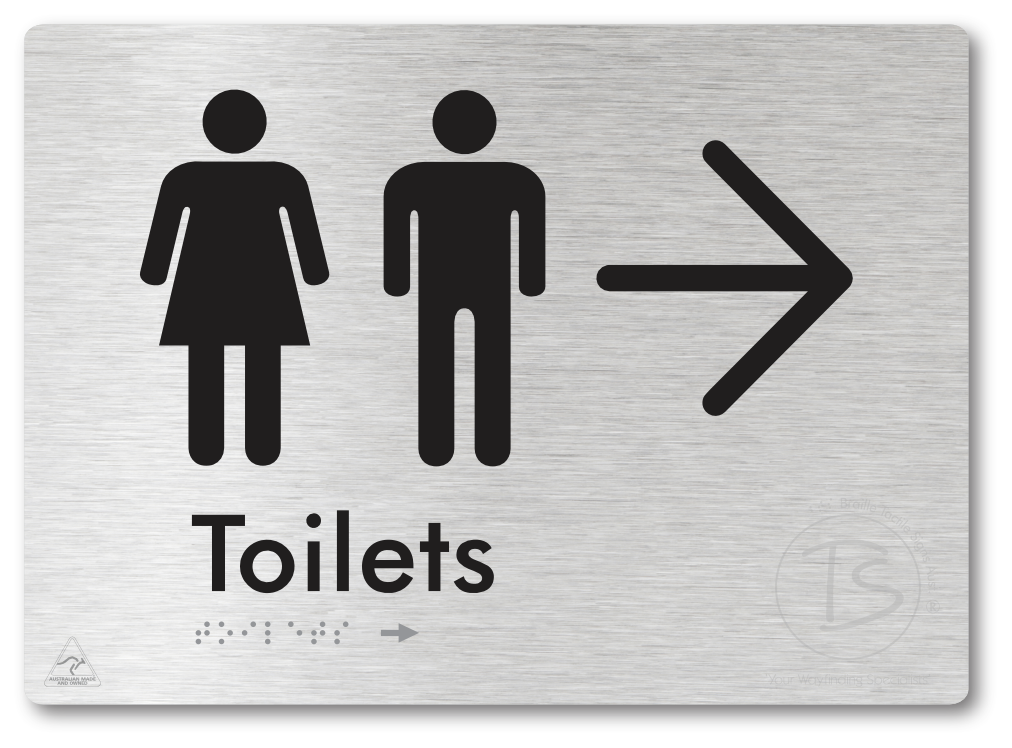 Toilets with Large Directional Arrow - Braille Tactile Signs Aust.