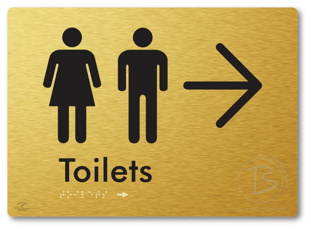 Toilets with Large Directional Arrow - Braille Tactile Signs Aust.