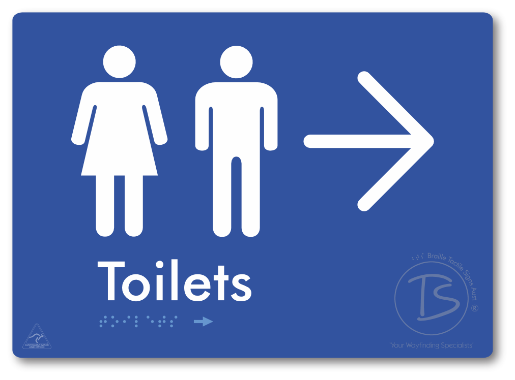 Toilets with Large Directional Arrow - Braille Tactile Signs Aust.