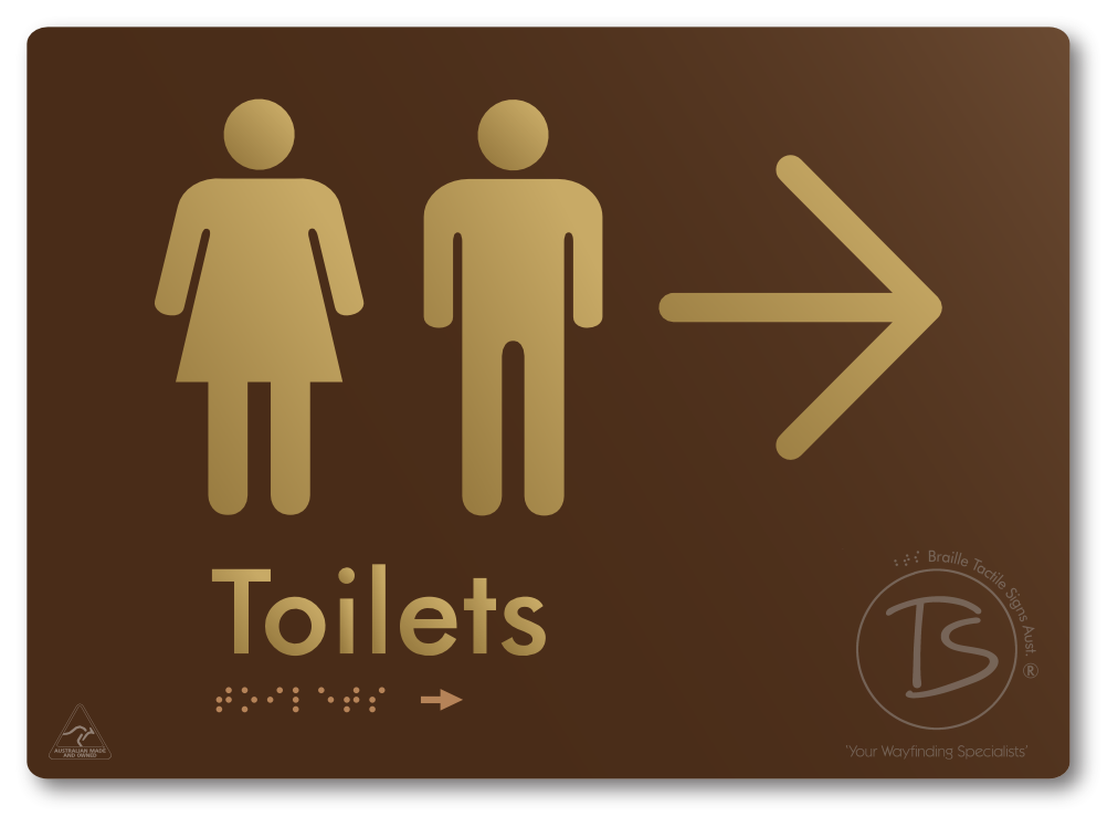 Toilets with Large Directional Arrow - Braille Tactile Signs Aust.