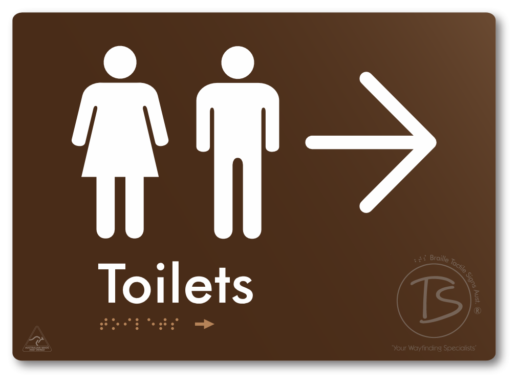 Toilets with Large Directional Arrow - Braille Tactile Signs Aust.