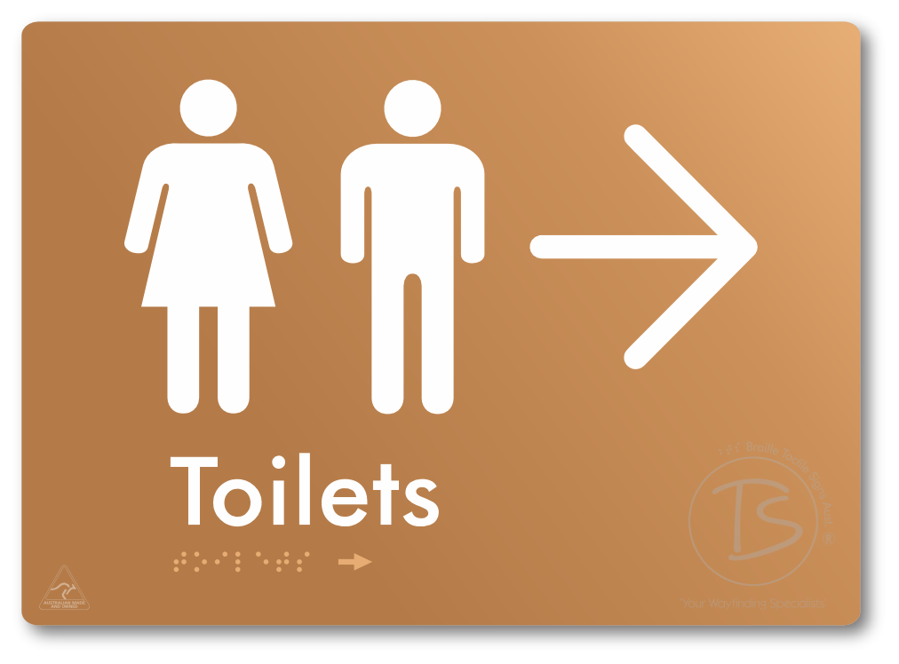 Toilets with Large Directional Arrow - Braille Tactile Signs Aust.