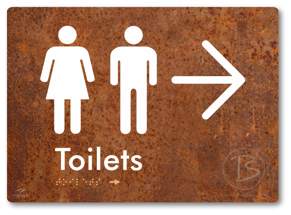 Toilets with Large Directional Arrow - Braille Tactile Signs Aust.