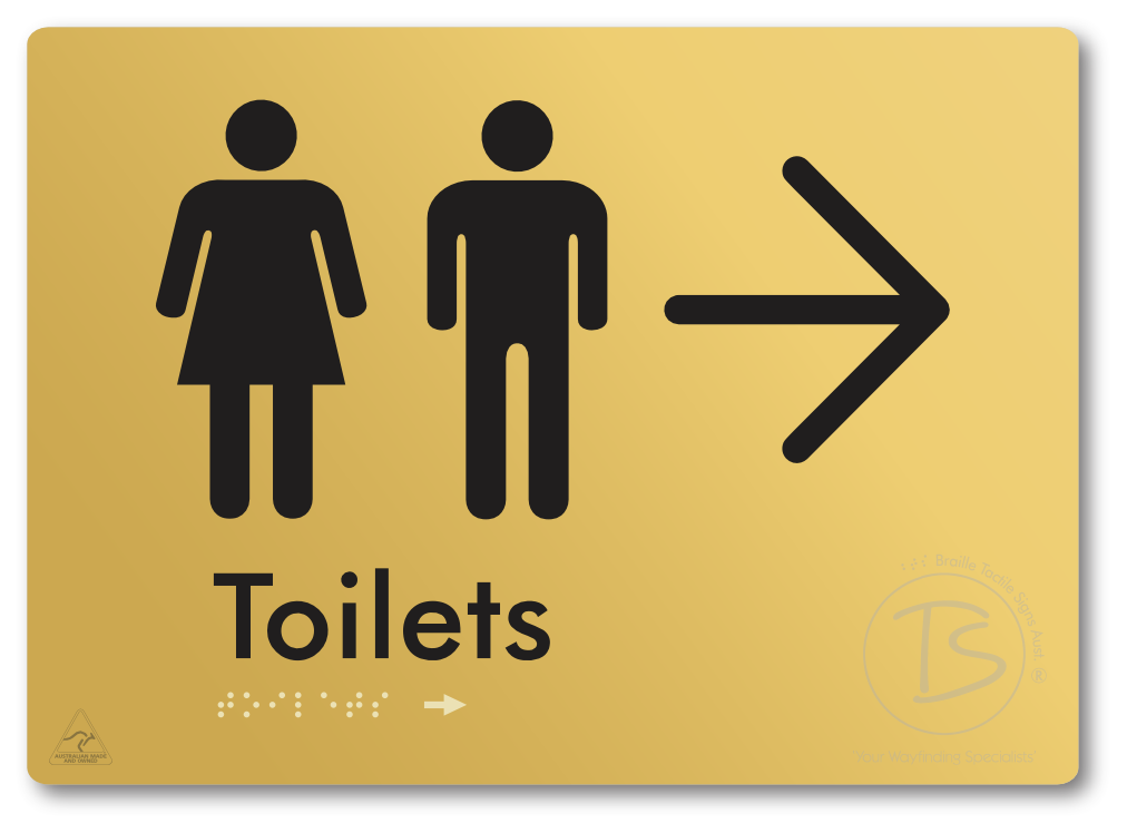 Toilets with Large Directional Arrow - Braille Tactile Signs Aust.