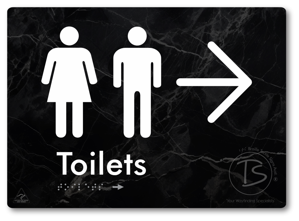 Toilets with Large Directional Arrow - Braille Tactile Signs Aust.