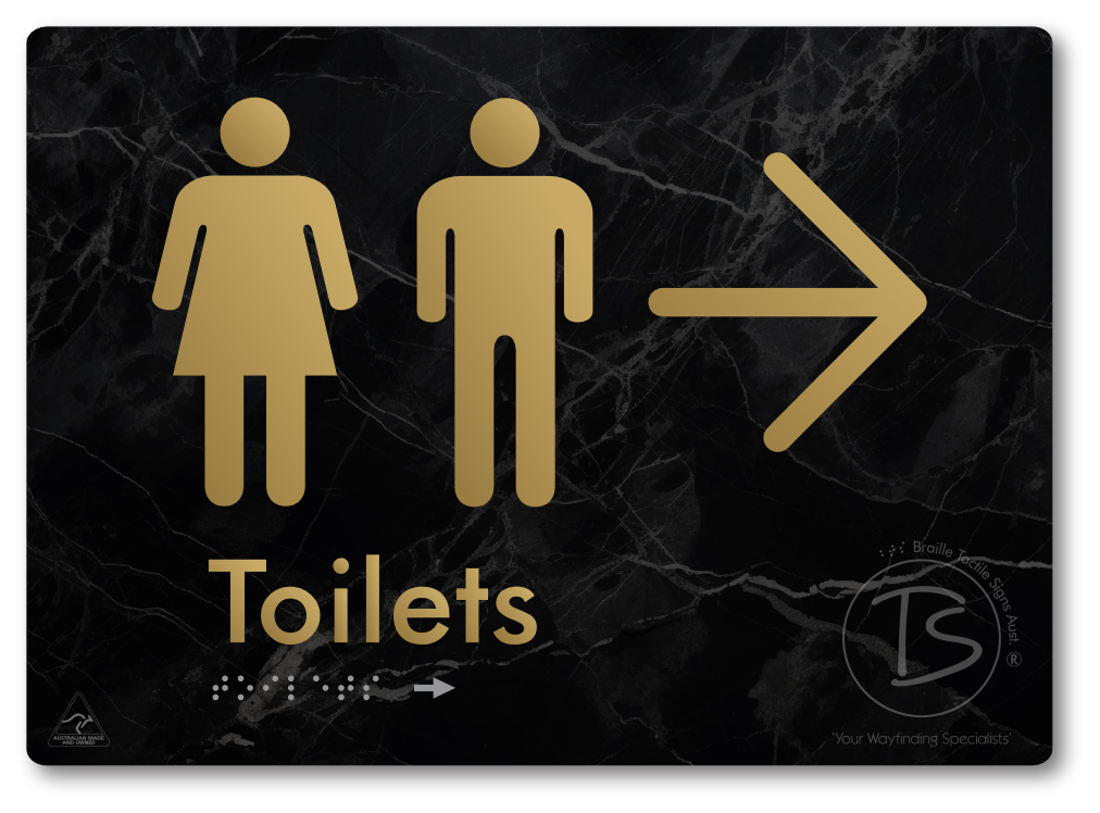 Toilets with Large Directional Arrow - Braille Tactile Signs Aust.