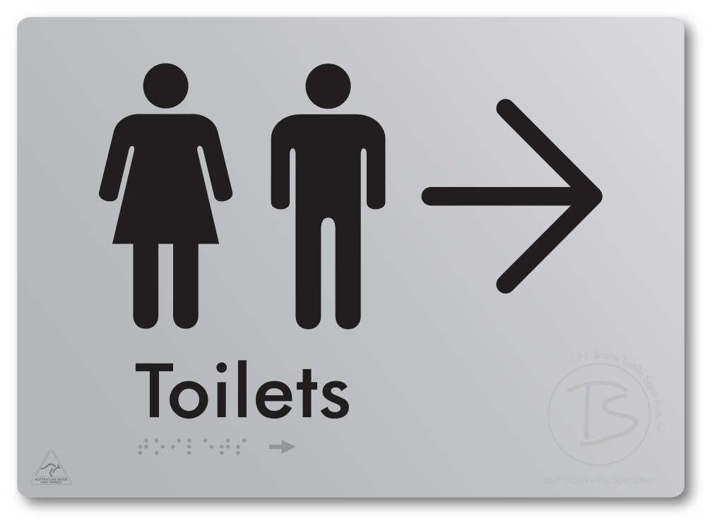 Toilets with Large Directional Arrow - Braille Tactile Signs Aust.