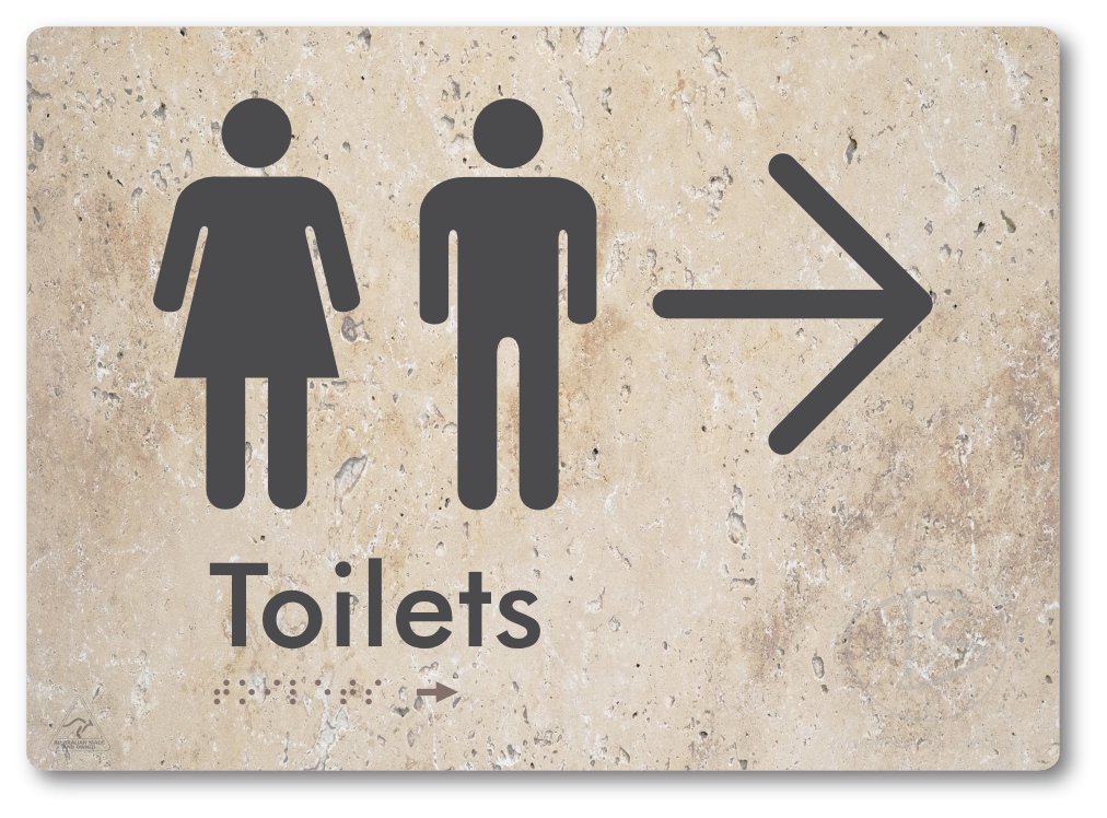 Toilets with Large Directional Arrow - Braille Tactile Signs Aust.