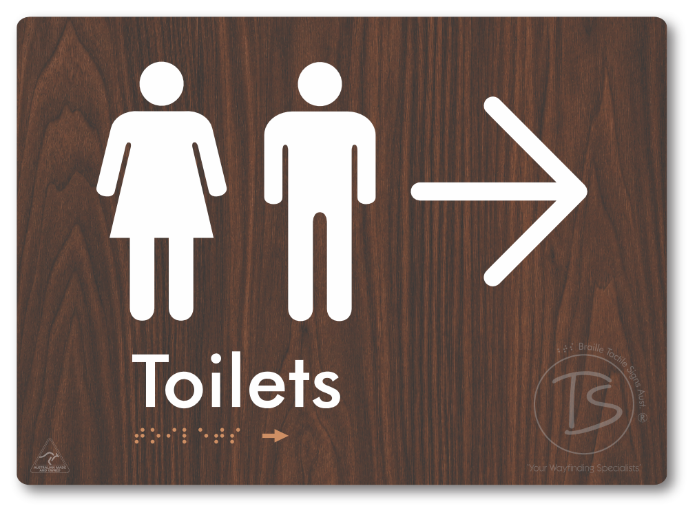 Toilets with Large Directional Arrow - Braille Tactile Signs Aust.