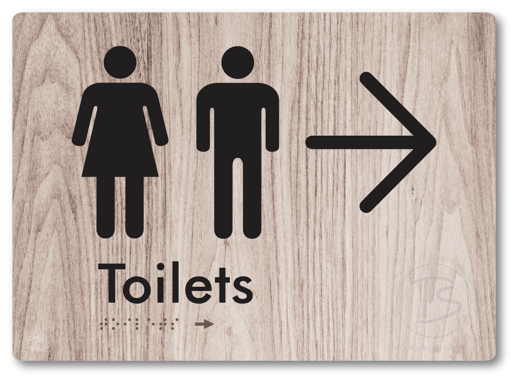 Toilets with Large Directional Arrow - Braille Tactile Signs Aust.