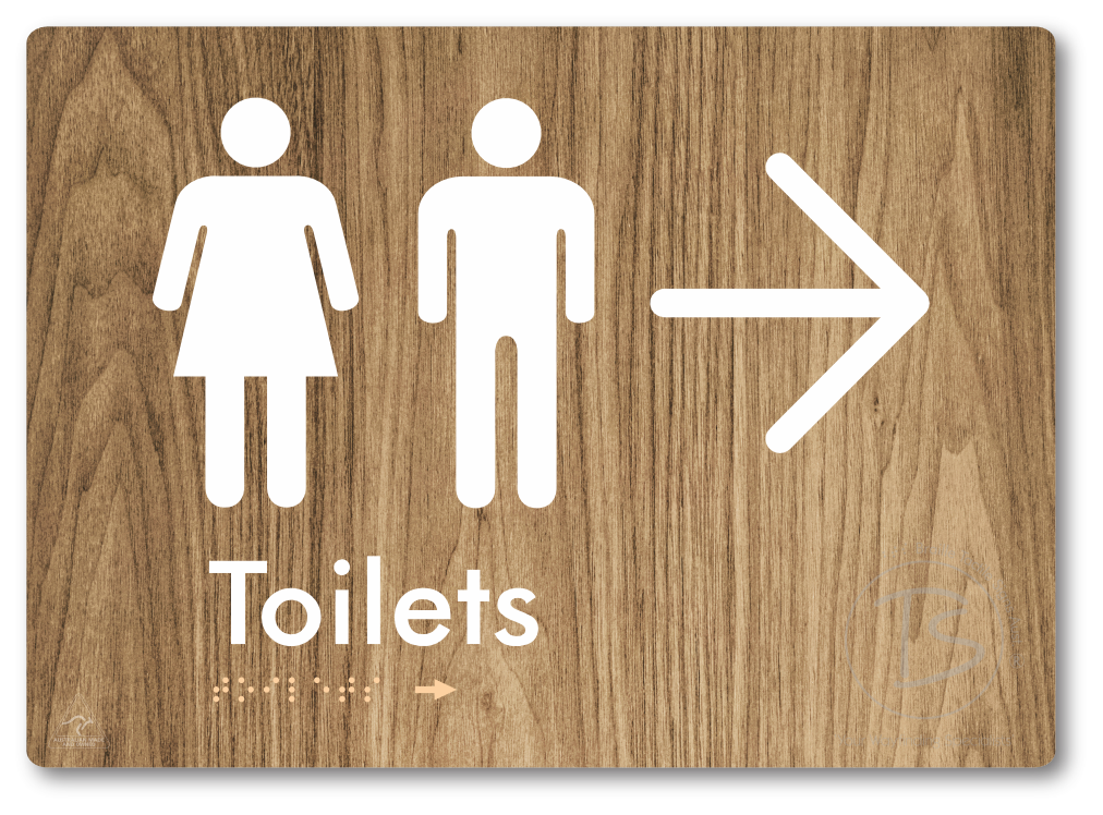 Toilets with Large Directional Arrow - Braille Tactile Signs Aust.