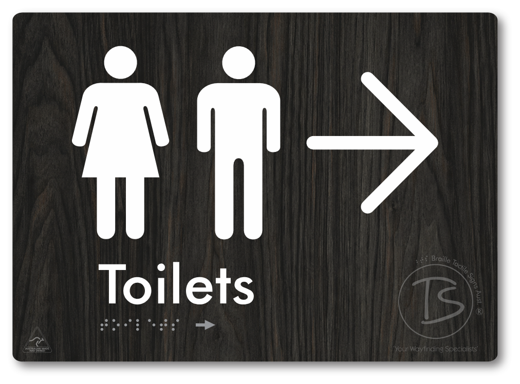 Toilets with Large Directional Arrow - Braille Tactile Signs Aust.