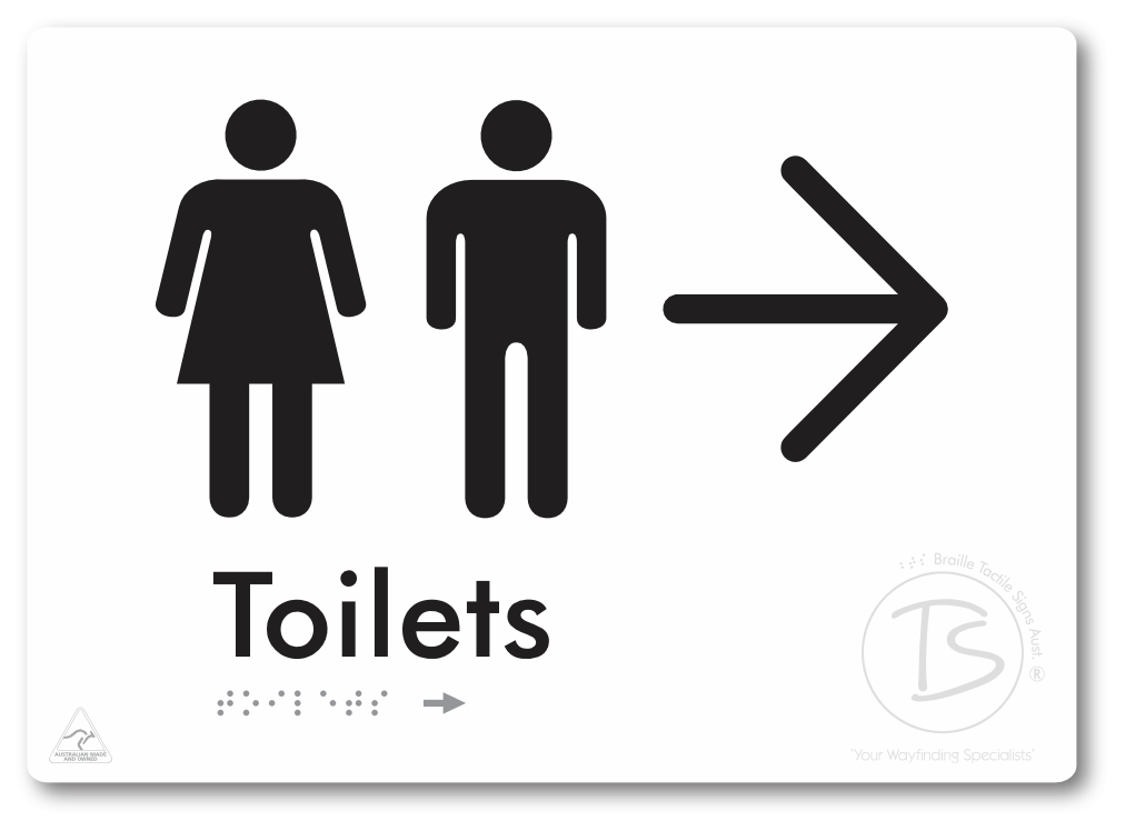 Toilets with Large Directional Arrow - Braille Tactile Signs Aust.