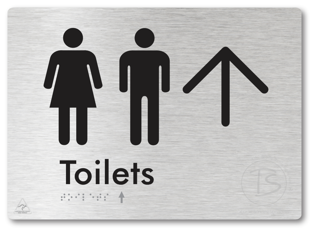 Toilets with Large Directional Arrow - Braille Tactile Signs Aust.