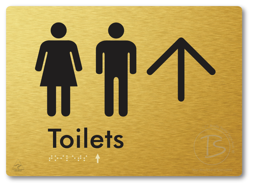 Toilets with Large Directional Arrow - Braille Tactile Signs Aust.
