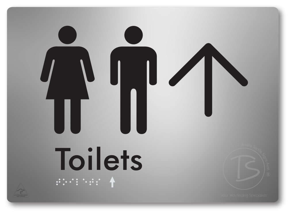 Toilets with Large Directional Arrow - Braille Tactile Signs Aust.