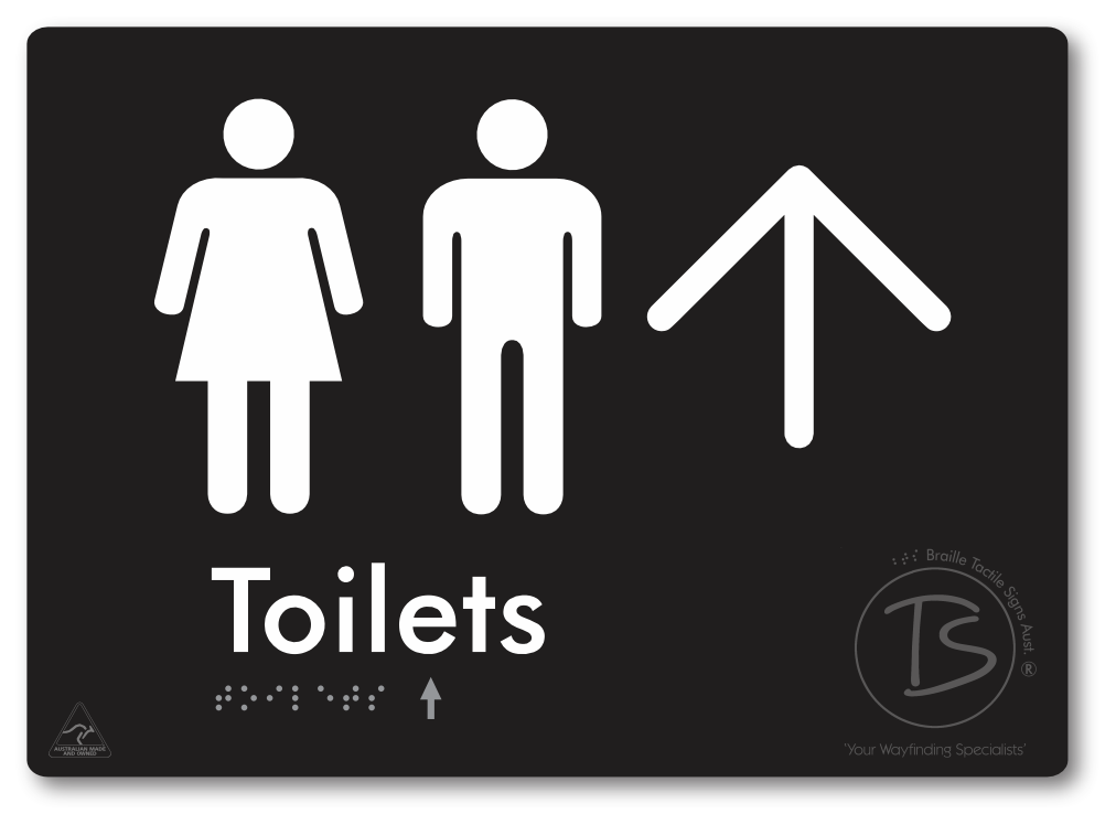 Toilets with Large Directional Arrow - Braille Tactile Signs Aust.