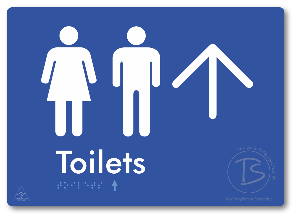 Toilets with Large Directional Arrow - Braille Tactile Signs Aust.