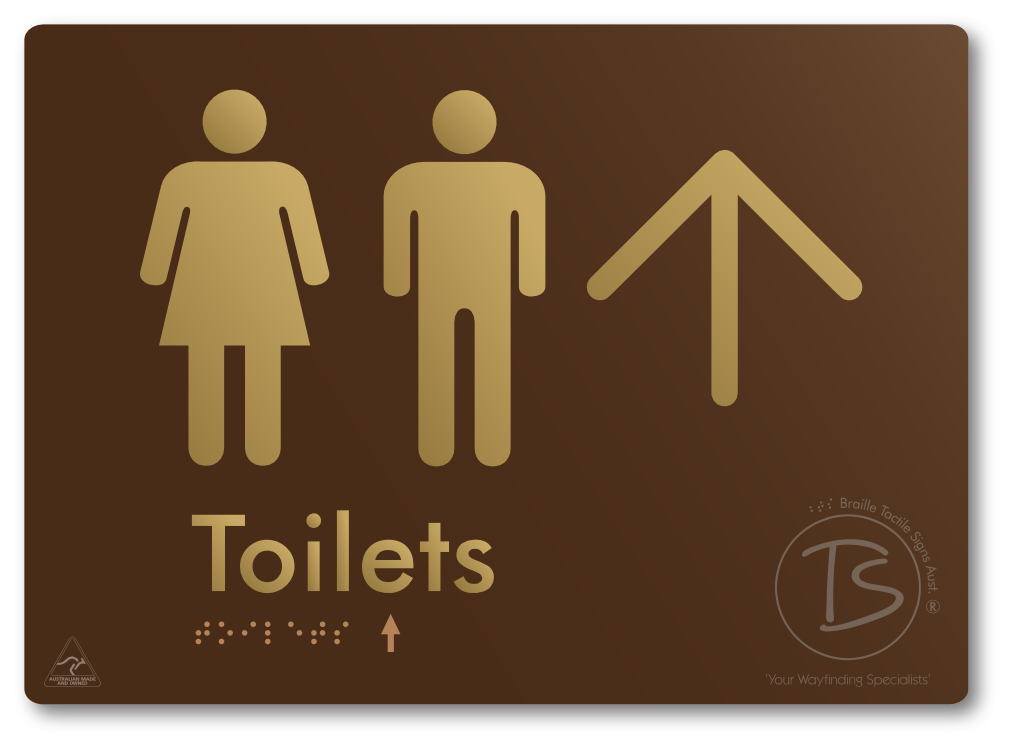 Toilets with Large Directional Arrow - Braille Tactile Signs Aust.