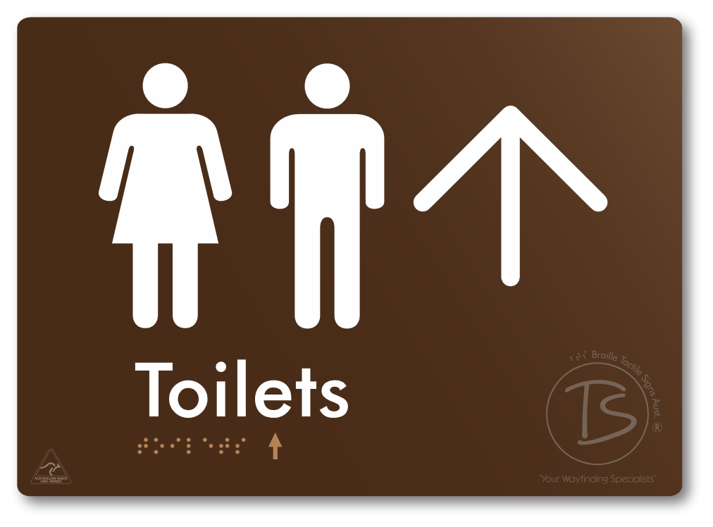 Toilets with Large Directional Arrow - Braille Tactile Signs Aust.