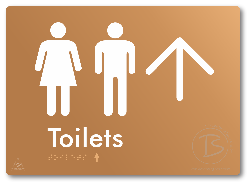 Toilets with Large Directional Arrow - Braille Tactile Signs Aust.