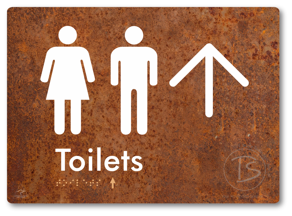 Toilets with Large Directional Arrow - Braille Tactile Signs Aust.