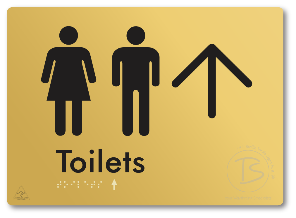 Toilets with Large Directional Arrow - Braille Tactile Signs Aust.