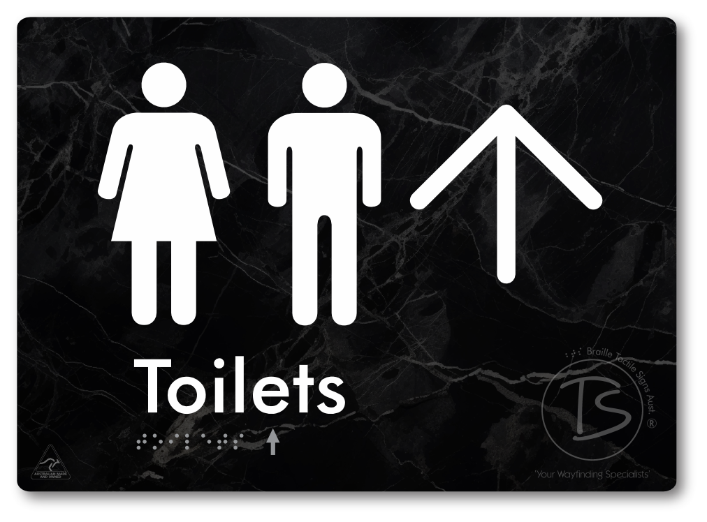 Toilets with Large Directional Arrow - Braille Tactile Signs Aust.