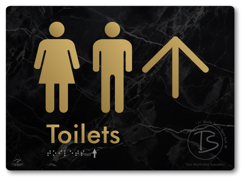 Toilets with Large Directional Arrow - Braille Tactile Signs Aust.