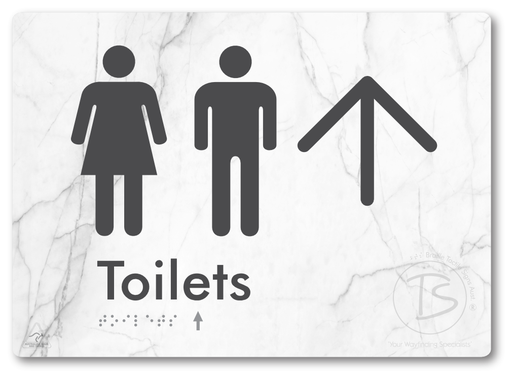 Toilets with Large Directional Arrow - Braille Tactile Signs Aust.